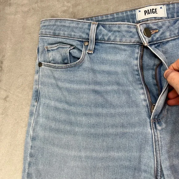Paige Jeans Womens 31 Blue Hoxton Slim Crop Light Wash High Rise Frayed Denim - Picture 6 of 16